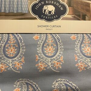 John Robshaw light blue paisley shower curtain